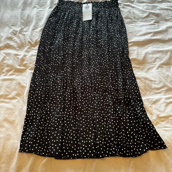 EXLURA women’s high waisted polka dot pleated midi skirt - Picture 5 of 9